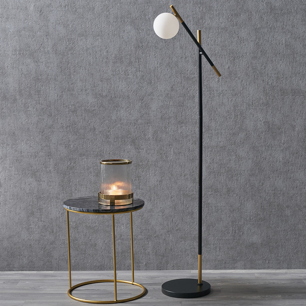 Wanda White Orb & Black Metal Floor Lamp